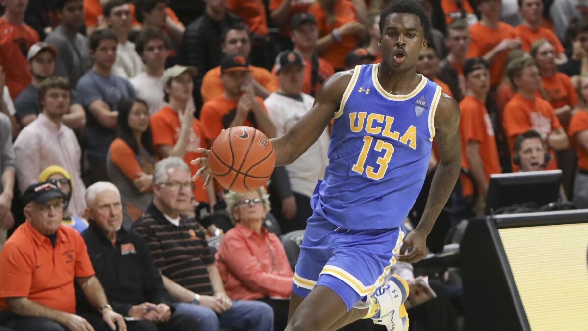 UCLA's Kris Wilkes plays during the second half against Oregon State on Sunday.