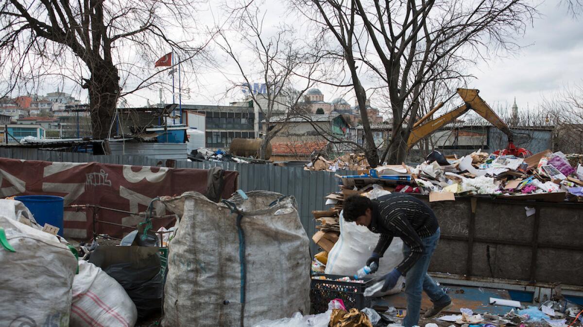 Afghan refugees in Istanbul make a living searching for plastic, metal, cardboard or other materials that they can sell.