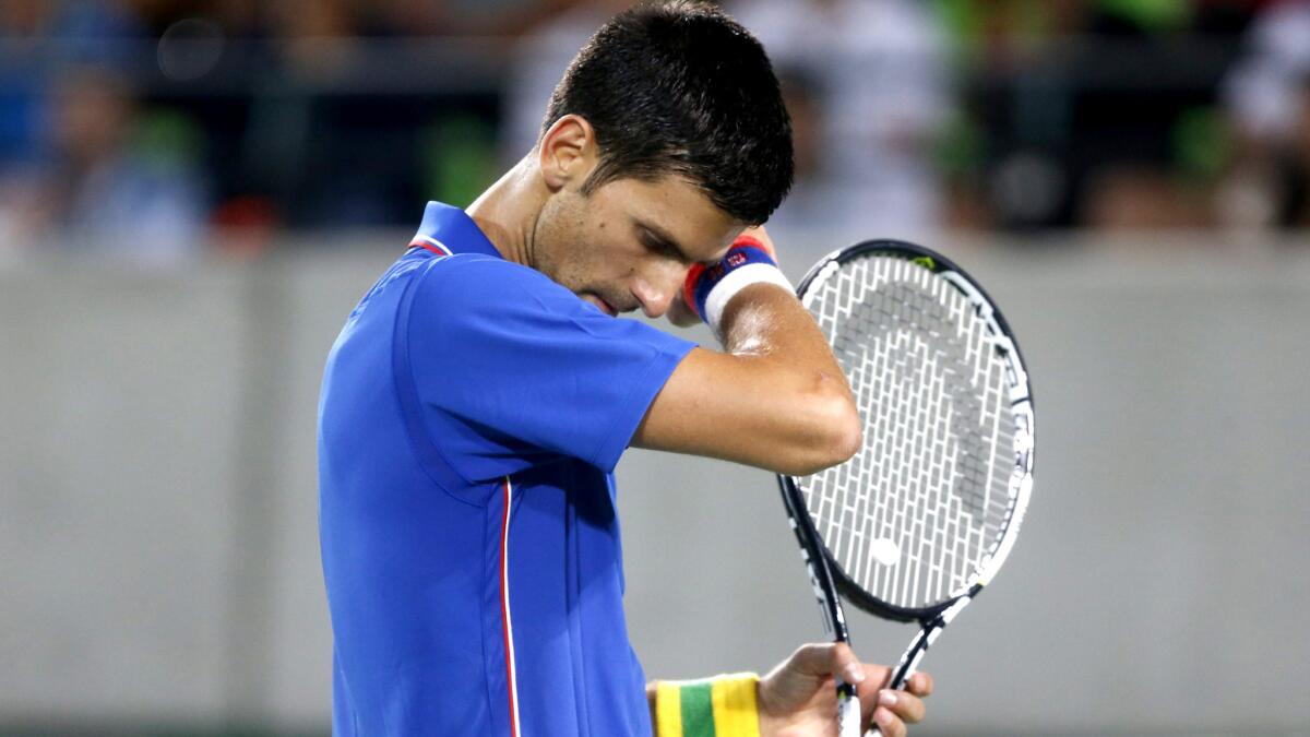 Novak Djokovic failed to win a set in his first-round Rio Olympics loss to Juan Martin del Potro.
