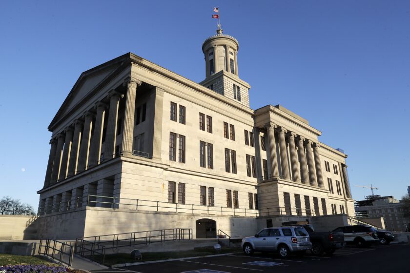 FILE - The Tennessee state Capitol in Nashville, Tenn., is shown on Jan. 8, 2020. Tennessee Republican lawmakers on Wednesday, March 1, 2023, advanced legislation that would prevent transgender people from changing their driver's licenses and birth certificates, a move that officials warn could cost the state millions in federal funding. (AP Photo/Mark Humphrey, File)