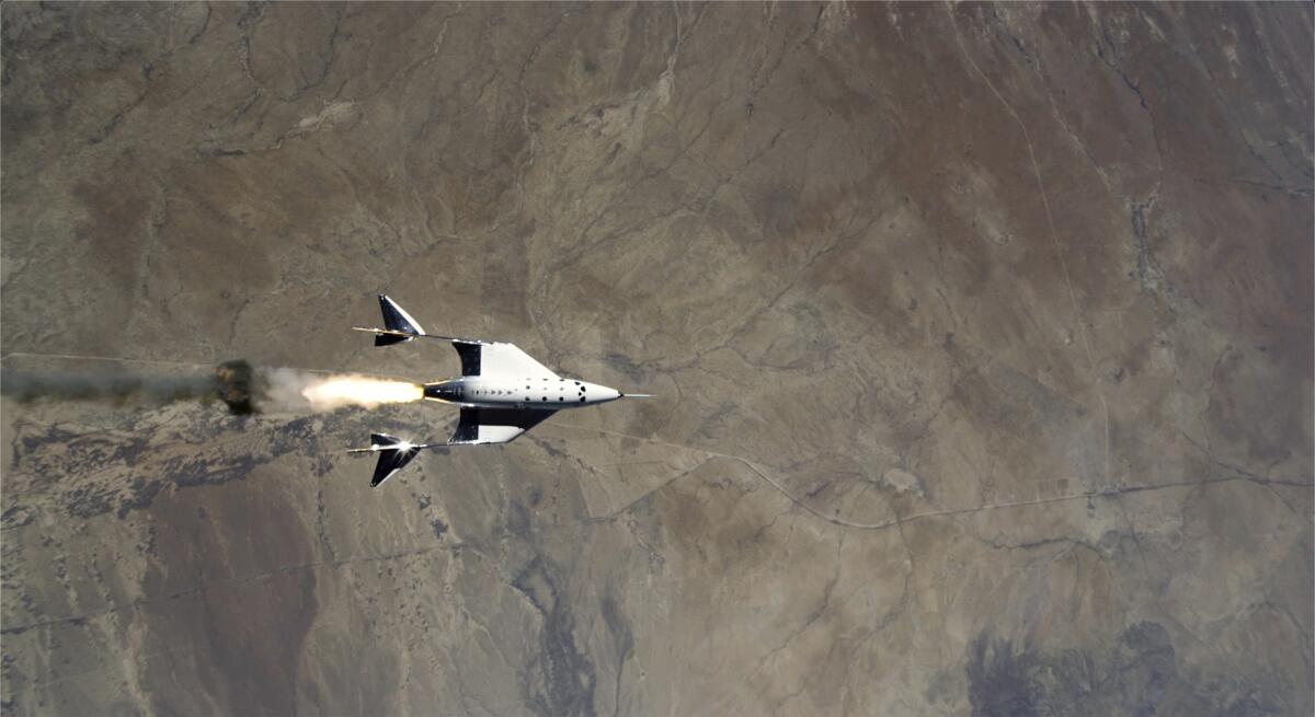 Virgin Galactic shuttle files over New Mexico.