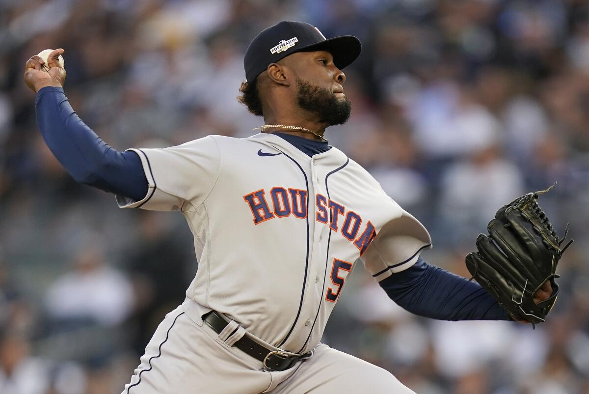 Astros' Javier, bullpen combine to no-hit Yanks in 3-0 win