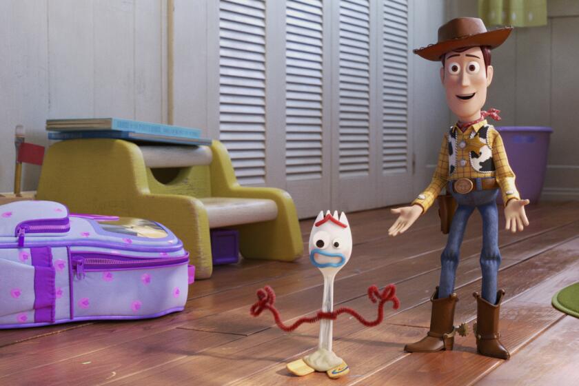 Woody introduces the gang to a homemade spork toy with self-esteem issues in "Toy Story 4." Read the review.