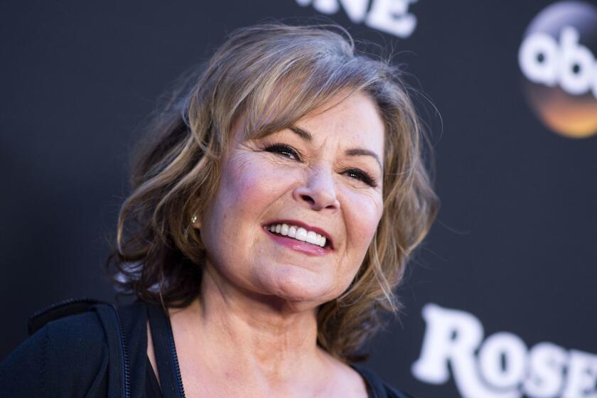 (FILES) In this file photo taken on March 23, 2018 actress/executive producer Roseanne Barr attends The Roseanne Series Premiere at Walt Disney Studios in Burbank, California. US television network ABC on Tuesday, May 29, 2018 canceled the hit working-class comedy "Roseanne," after its star Roseanne Barr aimed a racist tweet at a former advisor to Barack Obama. The 65-year-old sitcom actress -- a vocal supporter of President Donald Trump who has used Twitter to voice far-right and conspiracy theorist views -- took aim at the aide, Valerie Jarrett, in a post that read: "Muslim brotherhood & planet of the apes had a baby = vj." / AFP PHOTO / VALERIE MACONVALERIE MACON/AFP/Getty Images ** OUTS - ELSENT, FPG, CM - OUTS * NM, PH, VA if sourced by CT, LA or MoD **