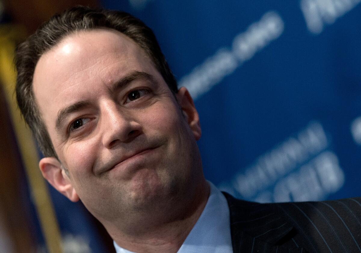 Republican National Committee Chairman Reince Priebus speaks at the National Press Club in Washington on Monday.