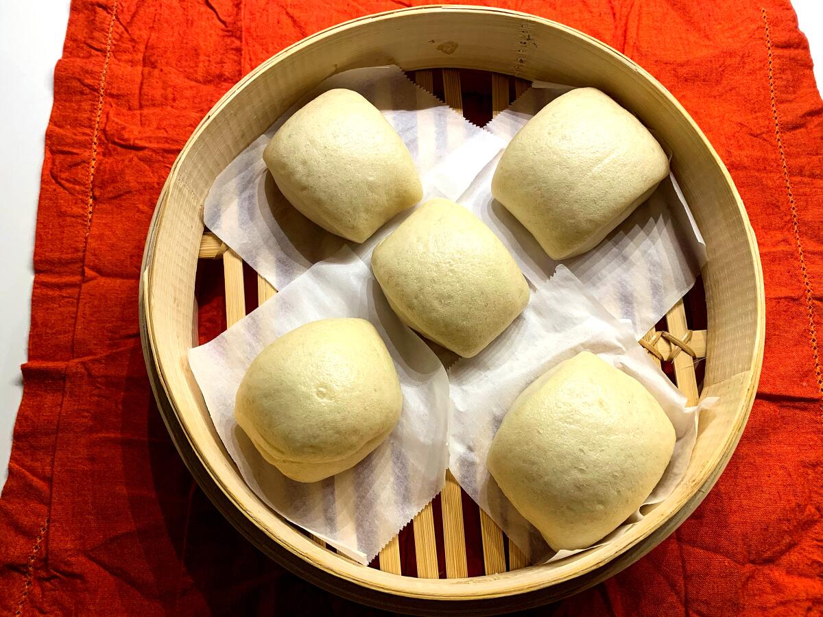 Unbleached flour gives these buns a cream-colored hue. 