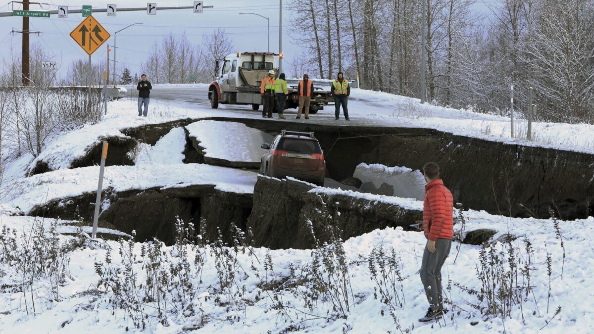 An Anchorage off-ramp collapsed in the earthquake. No one was injured.