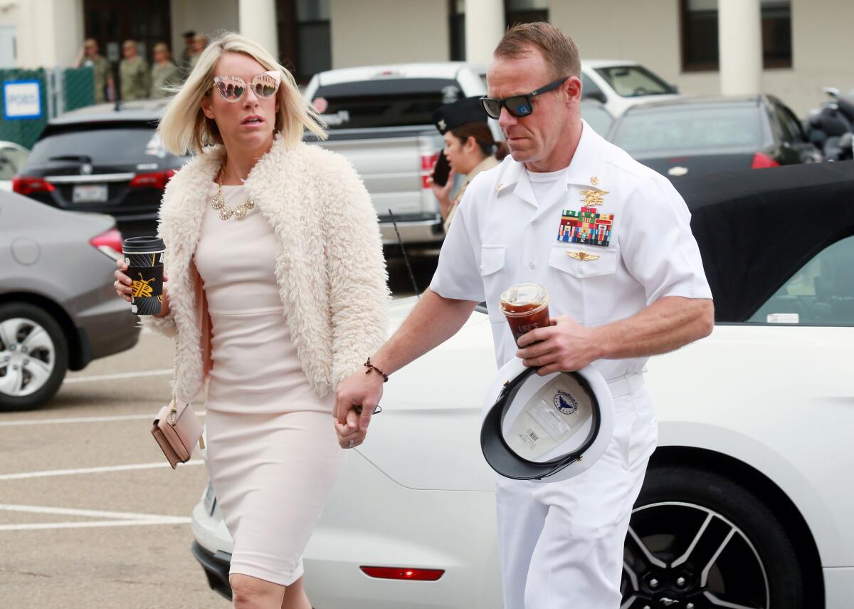 Navy Special Operations Chief Edward R. Gallagher leaves a military court on Naval Base San Diego on July 2.