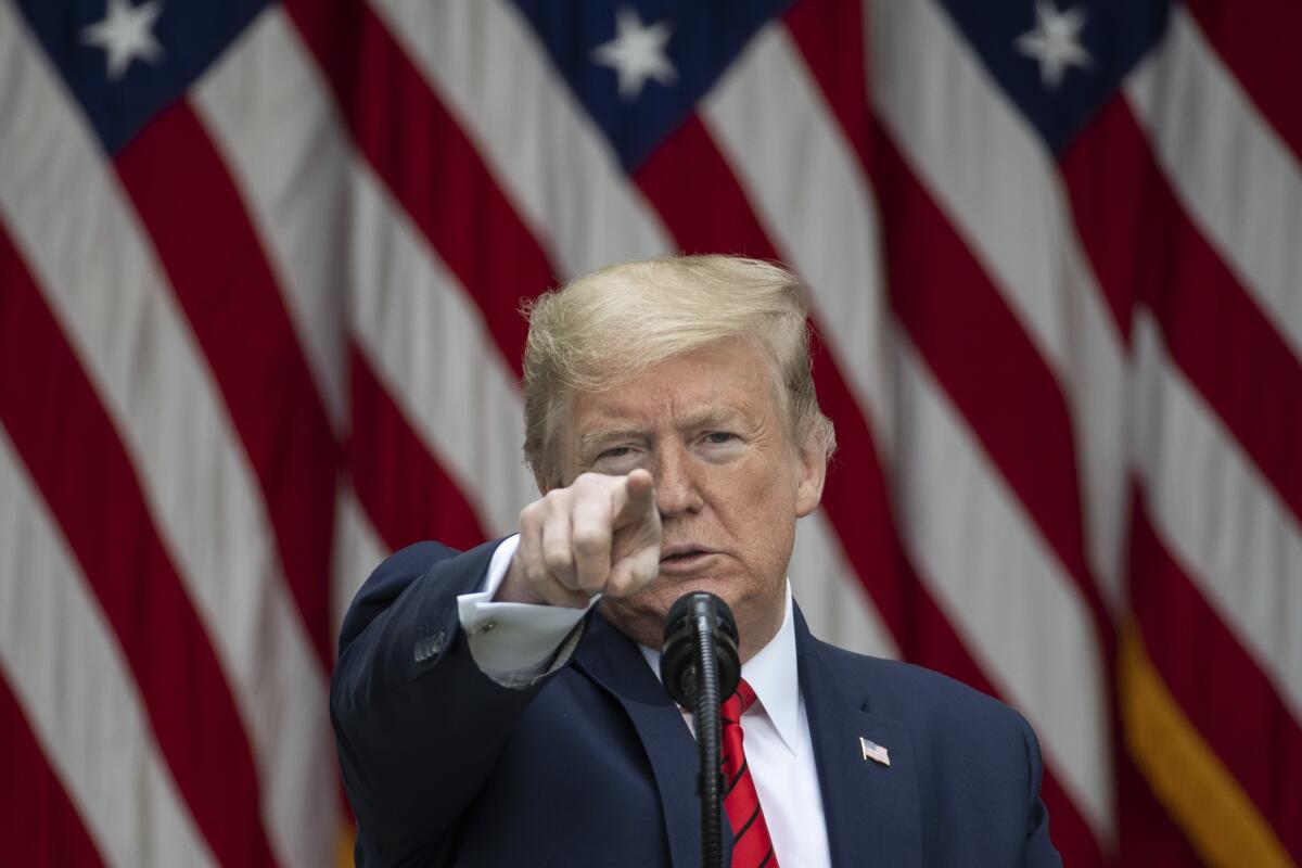 President Trump calls on a reporter during a news conference on May 11, 2020.