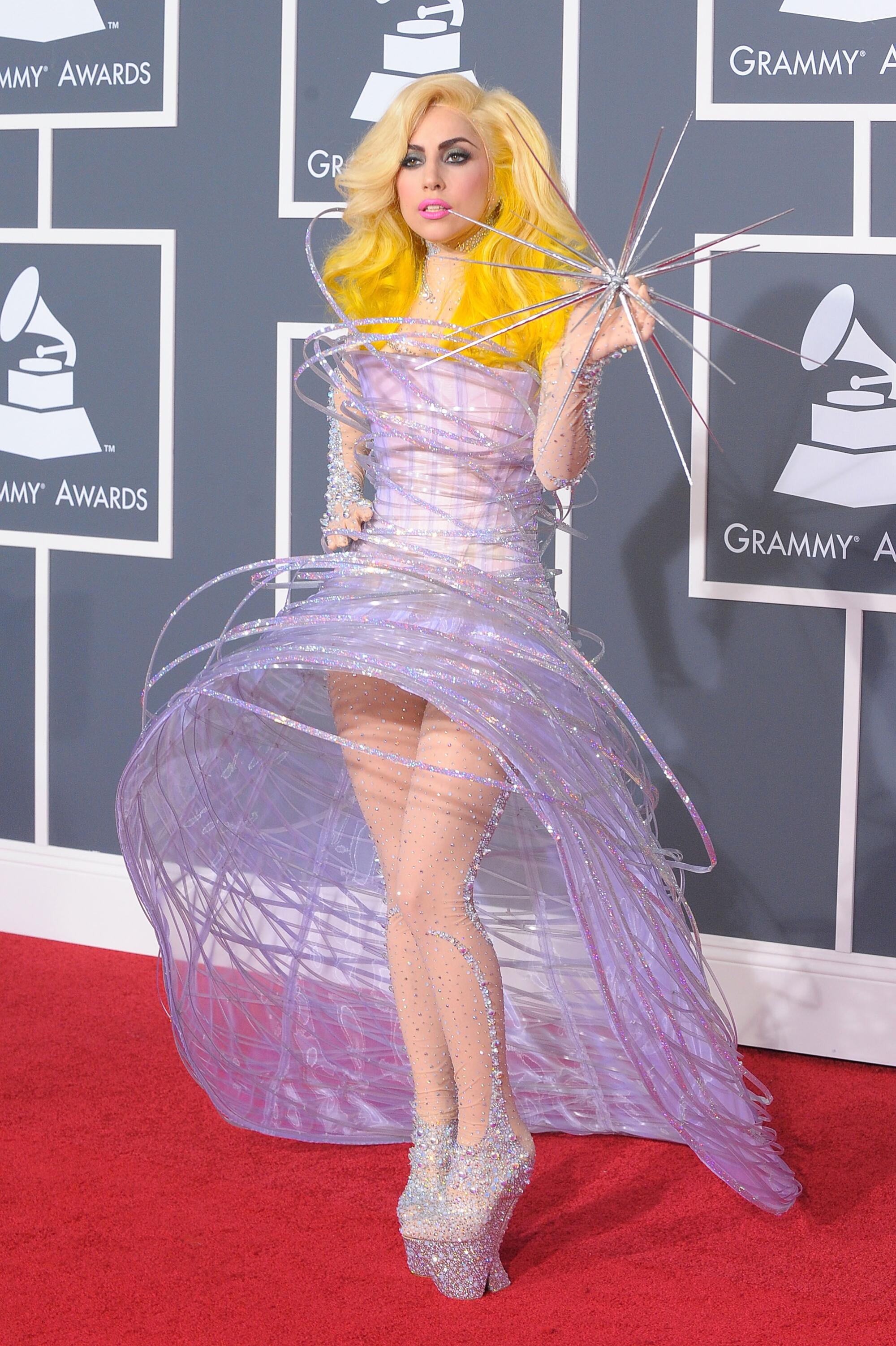 Musician Lady Gaga arrives at the 52nd Annual GRAMMY Awards