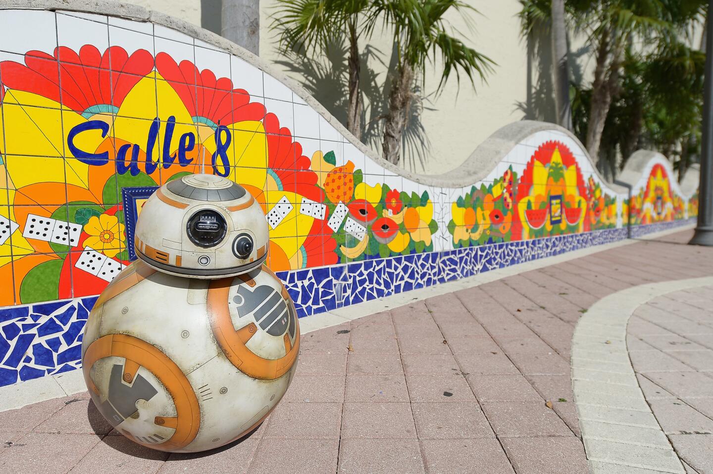 "MIAMI, FLORIDA - APRIL 05: BB-8 takes over Calle Ocho (Lucas Films 2016) on April 5, 2016 in Miami, Florida. (Photo by Gustavo Caballero/Getty Images)"