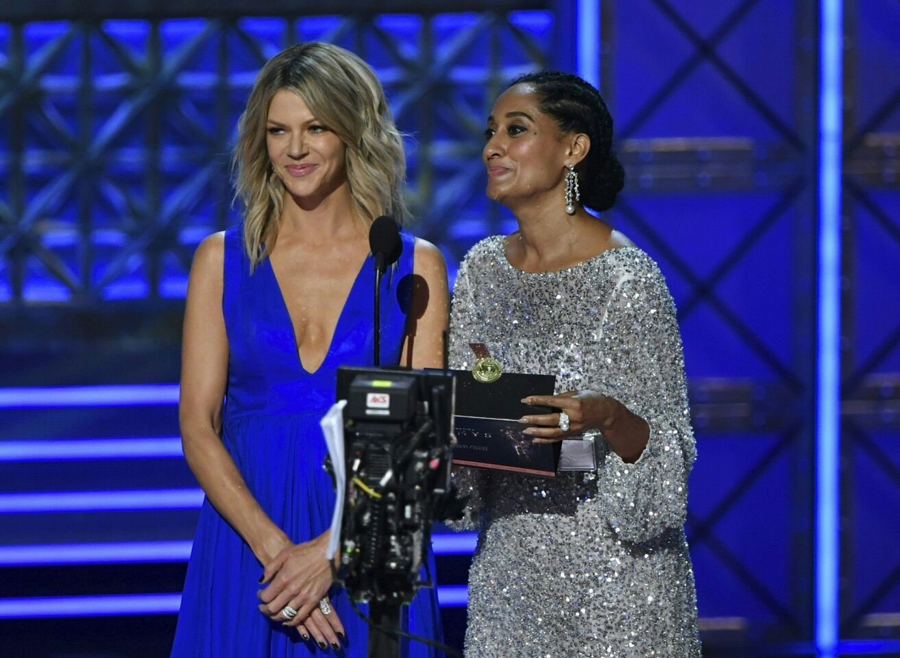 Kaitlin Olsen and Tracee Ellis Ross onstage during the 69th Emmy Awards.