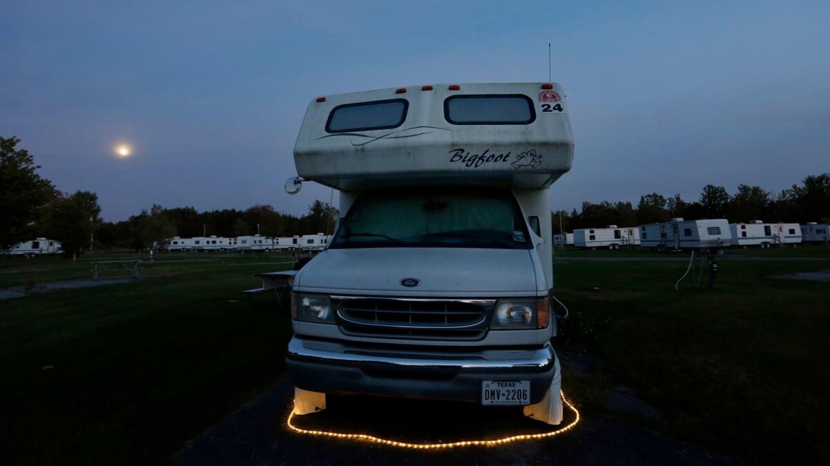 Dolores Westfall's RV "Big Foot" in 2015 at the Darien Lake theme park campsite in New York.