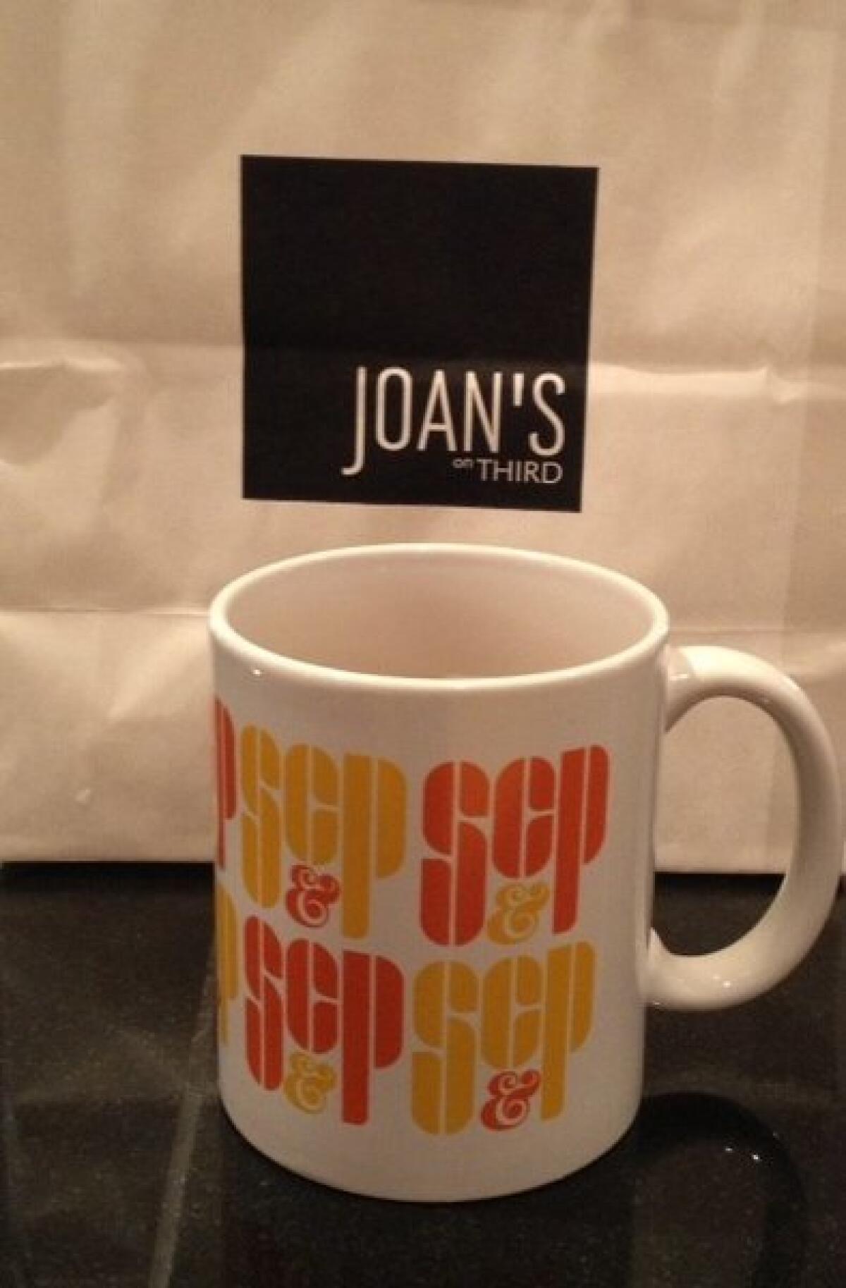 Coffee mugs at Joan's on Third, as seen on "Mad Men."