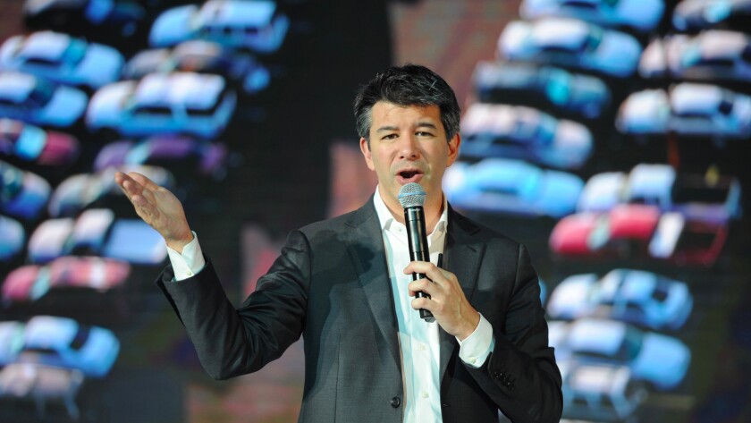 Uber's chief executive, Travis Kalanick, speaks in China this year.