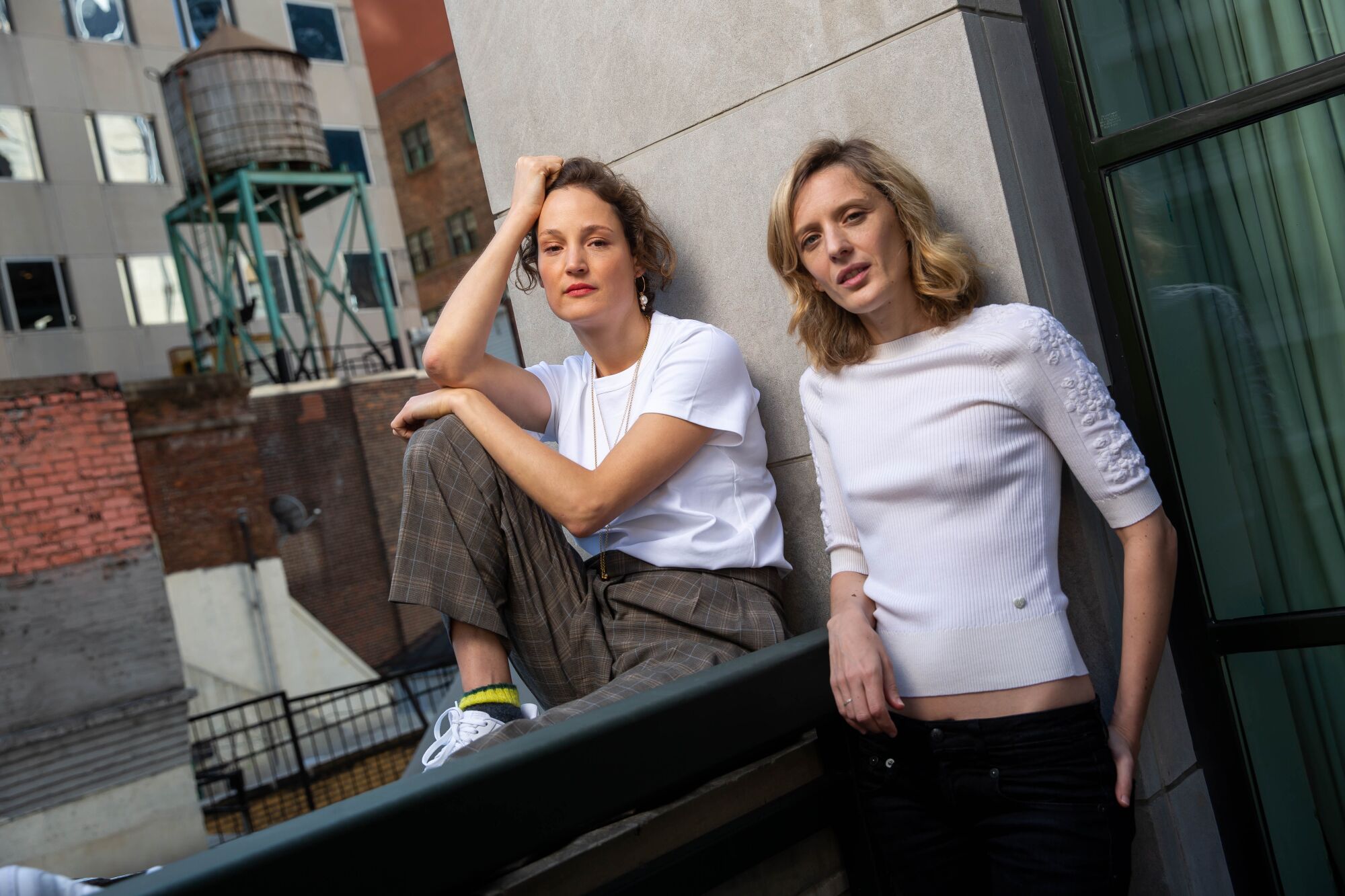 Vicky Krieps and Mia Hansen-Løve photographed at the Whitby Hotel in New York.