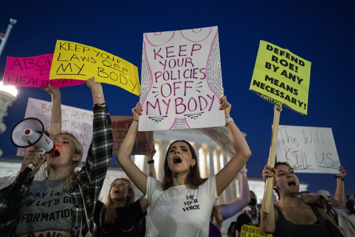 Abortion-rights advocates gather in front of the Supreme Court of the United States