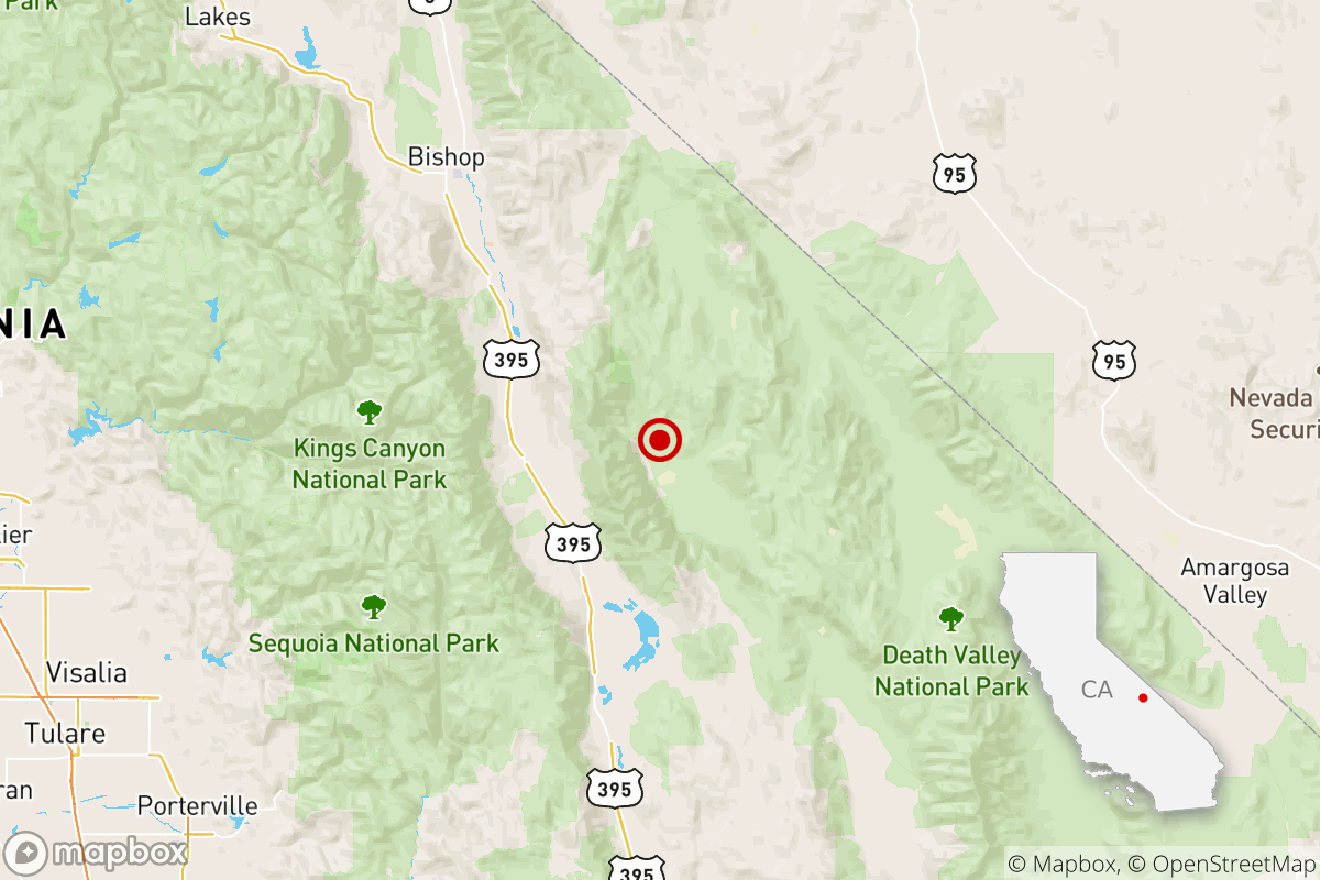 Map shows location of earthquake in California.