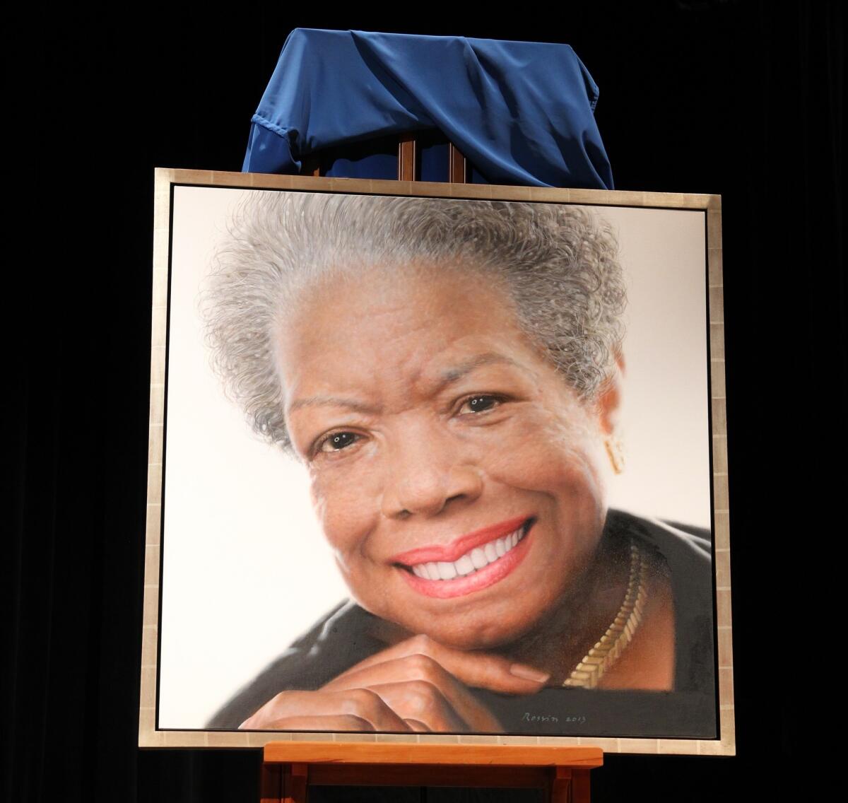 A portrait of Maya Angelou at its unveiling April 5 at the Smithsonian's National Portrait Gallery in Washington.