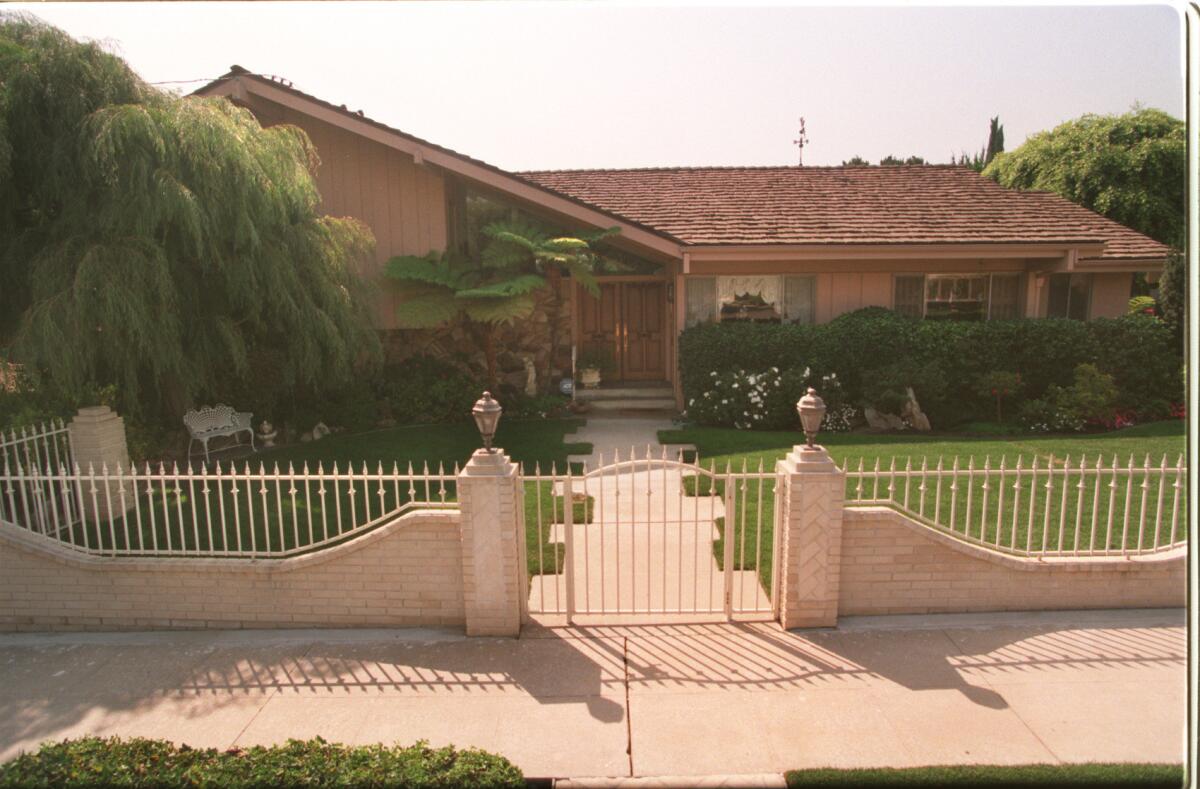 The split-level Studio City home used for exterior shots in "The Brady Bunch" was built by architect Harry M. Londelius in 1959. It is seen here in the 1990s.