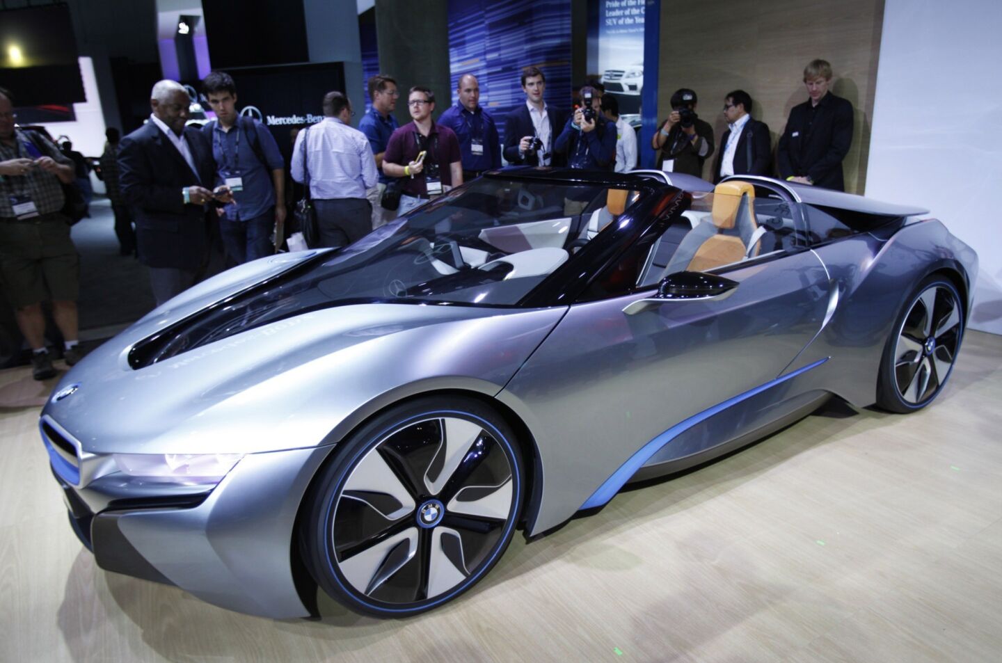 The BMW i8 convertible is introduced at the show.