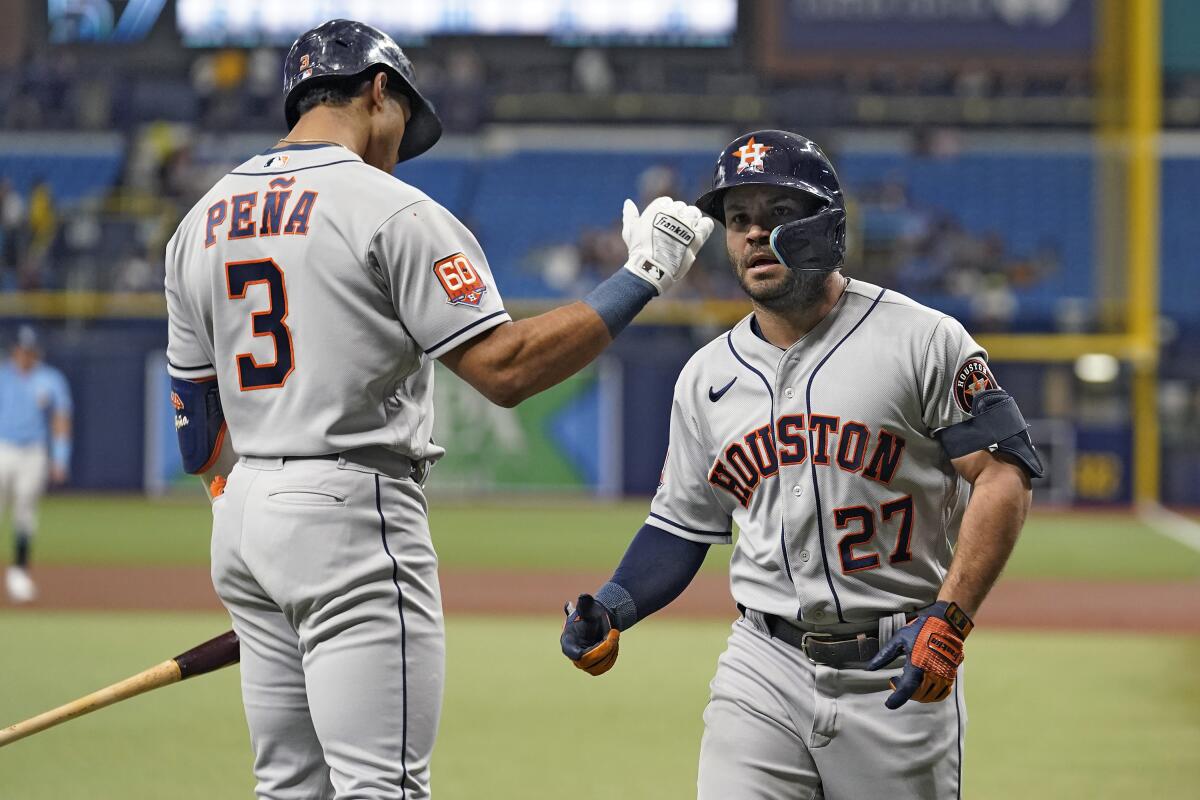 Houston's Jose Altuve hits 2-run homer to become 1st Astros player