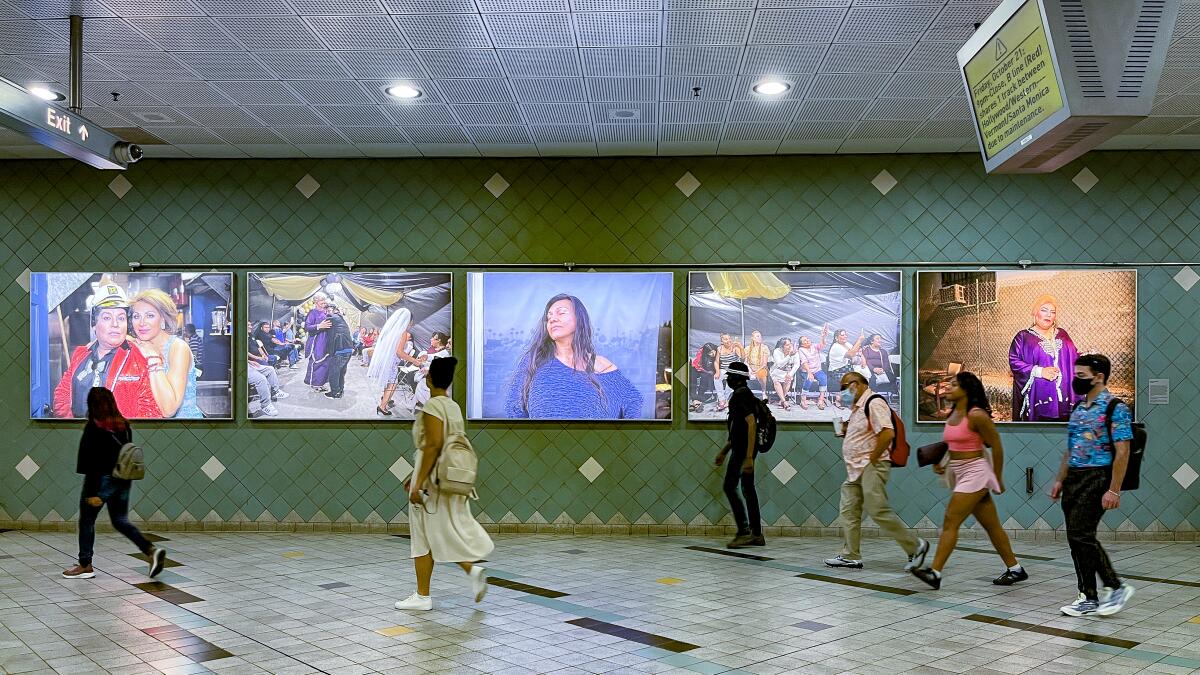 Arlene Mejorado's "Caricias" series on view at Metro's Hollywood/Highland Station.