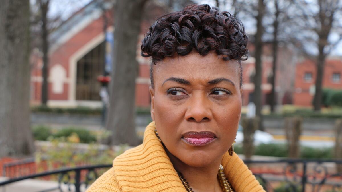The Rev. Bernice King, daughter of the Rev. Martin Luther King Jr., stands outside the Martin Luther King Jr. Center for Nonviolent Social Change in Atlanta on Jan. 10.