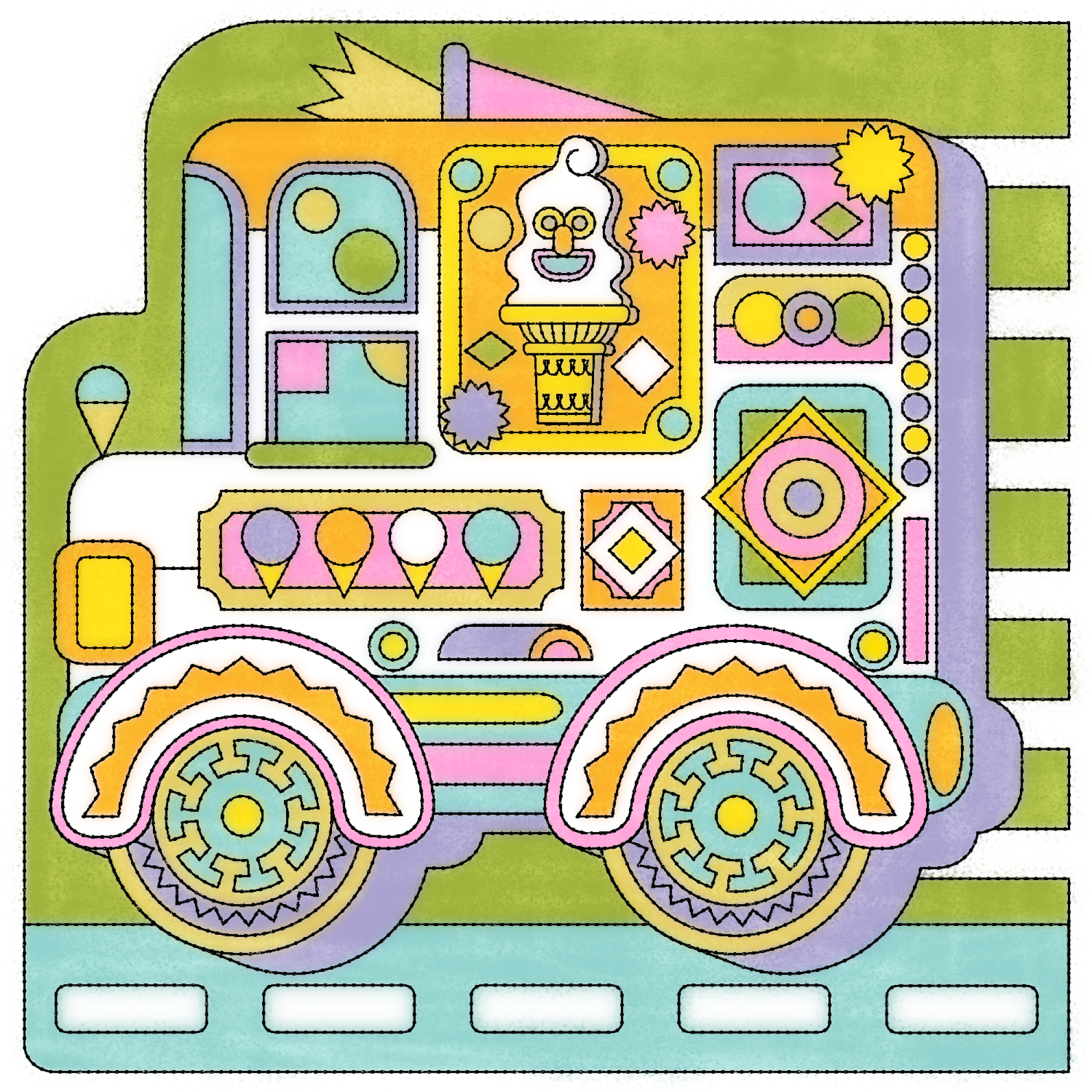 Illustration of a classic ice cream truck