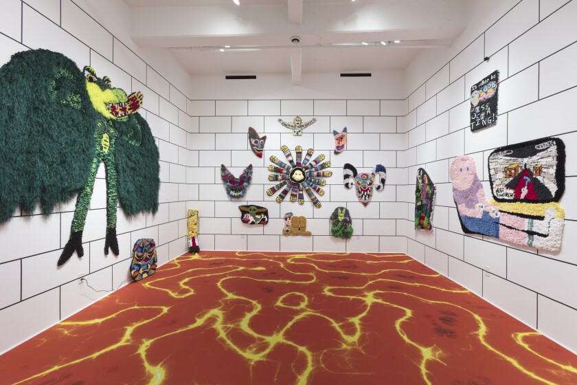 An installation view of Hannah Epstein’s “Making Bets in a Burning House”