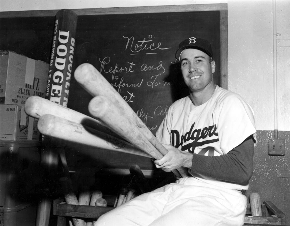 Dodgers center fielder Duke Snider in October 1952.