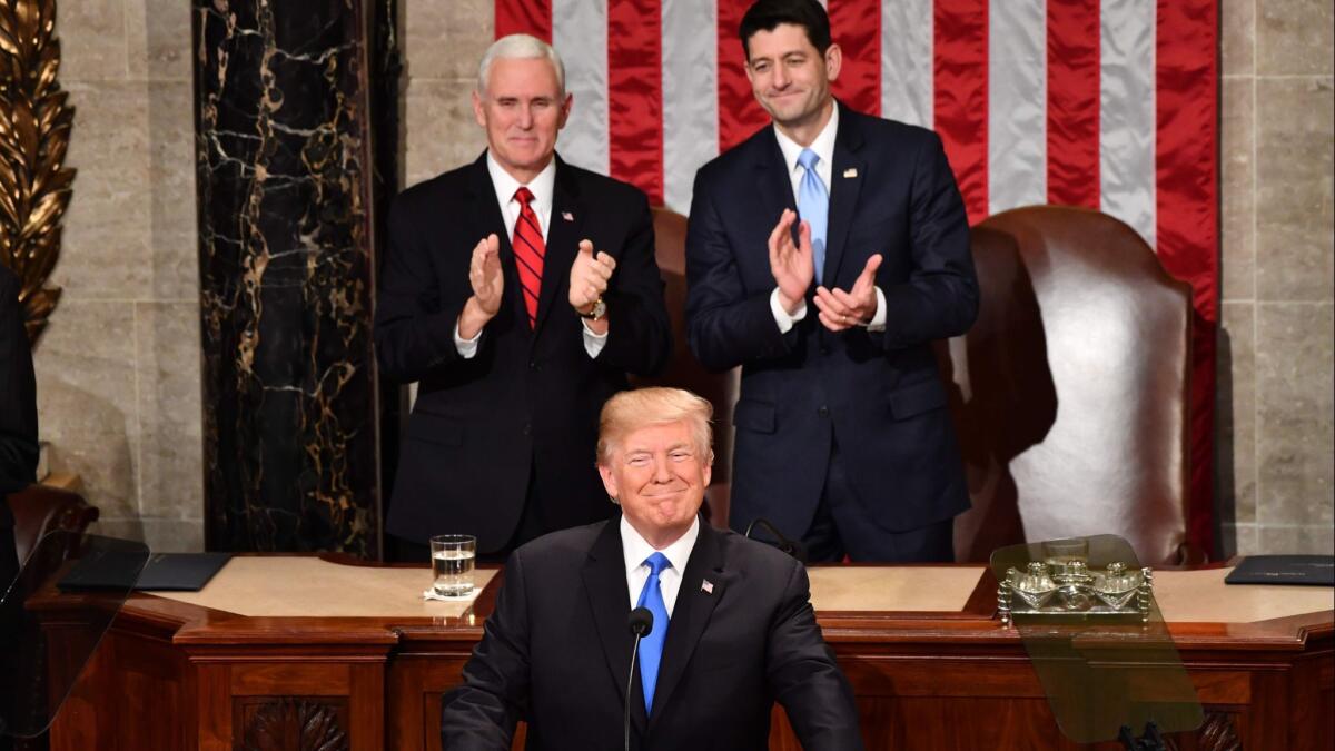 Donald Trump delivering the State of the Union address.