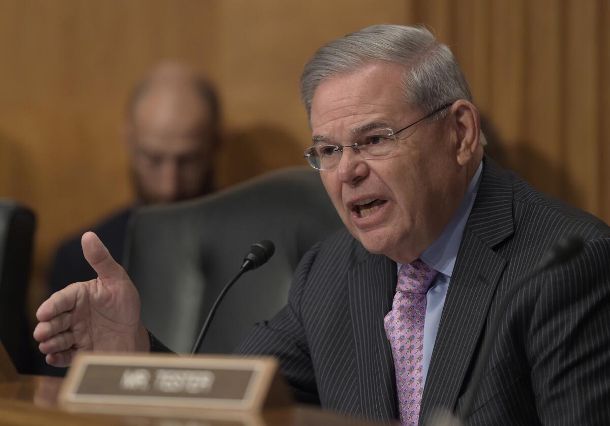 Sen. Robert Menendez (D-N.J.) questions Wells Fargo's then-CEO, John Stumpf, during a Sept. 20 Senate Banking Committee hearing.