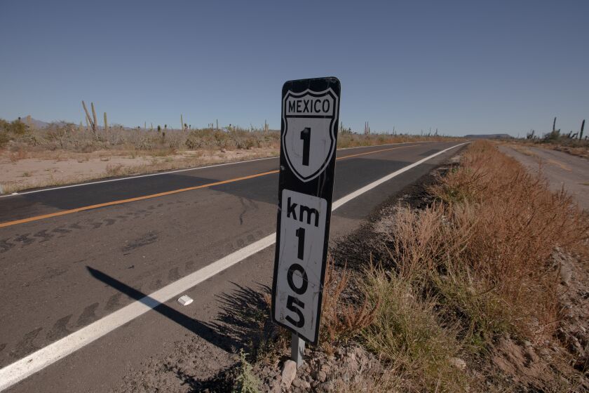 Roadside mile marker along Mexican Hwy. 1.