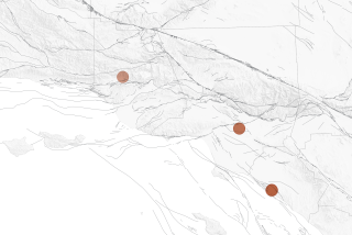 A map of Southern California faults and recent earthquakes