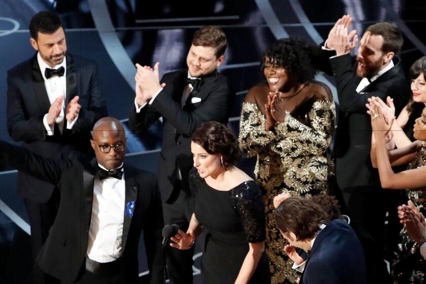 Barry Jenkins accepts the best picture Oscar for "Moonlight" at the 89th Academy Awards.