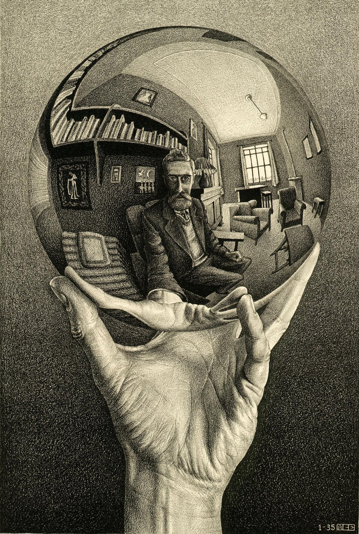 M.C. Escher hand with mirror
