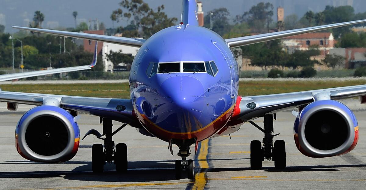 A Southwest Airlines jet taxis at Los Angeles International Airport in 2011.