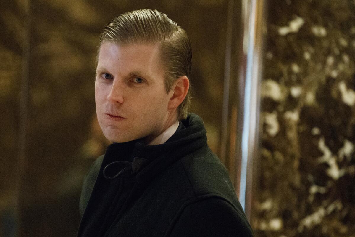 Eric Trump, son of President Trump, is shown at Trump Tower in New York on Dec. 15, 2016.