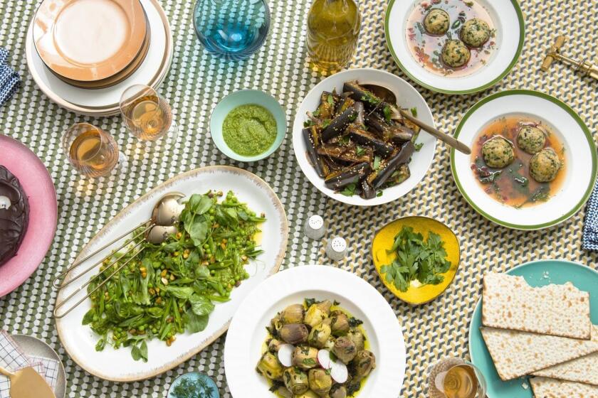ONE TIME USE - QUEENS, NEW YORK - Apr 2, 2019 - Making Passover recipes by Adeena Sussman and various LA Chefs. Recipes together.
