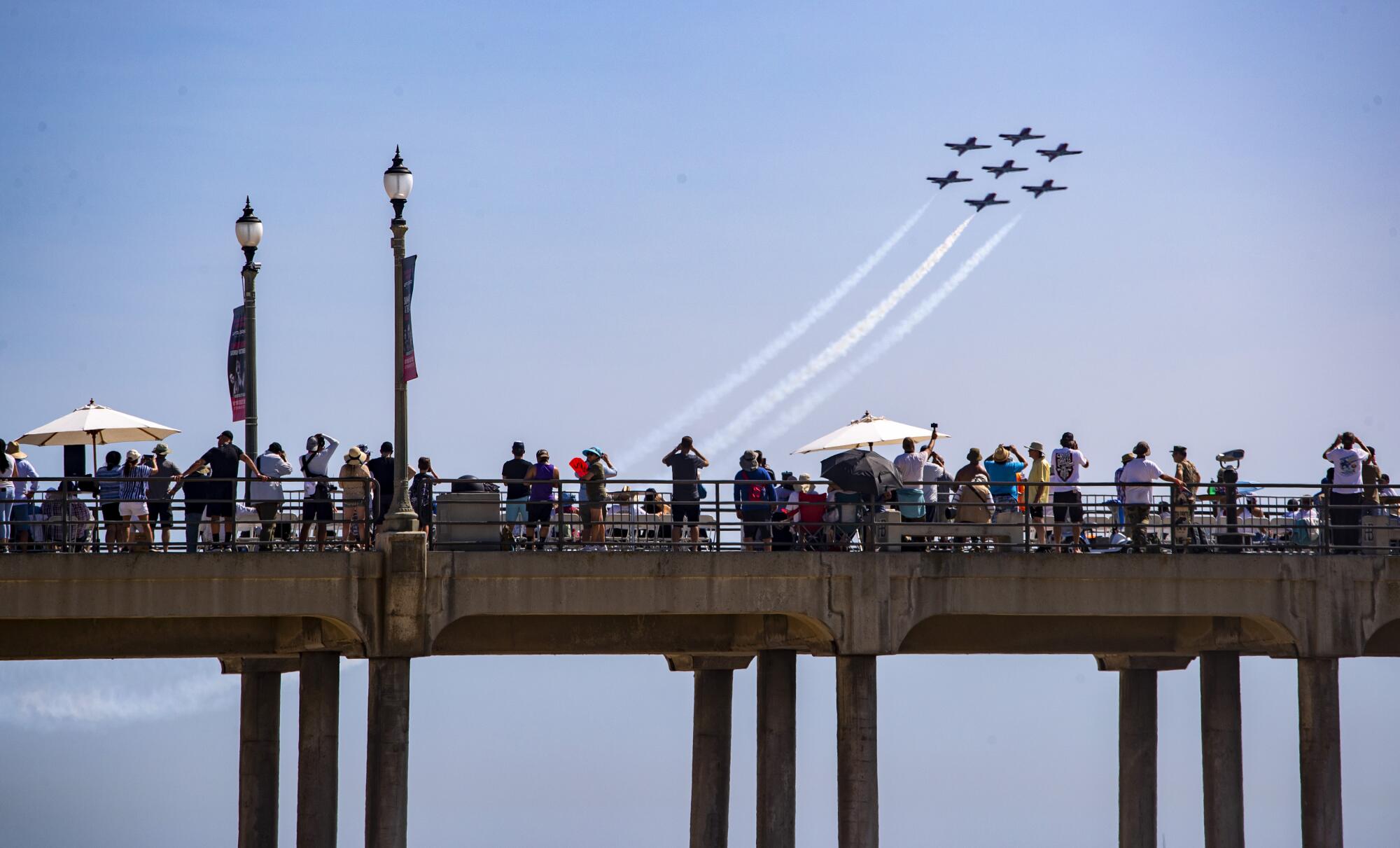 Canadian Forces Snowbirds fly in formation.