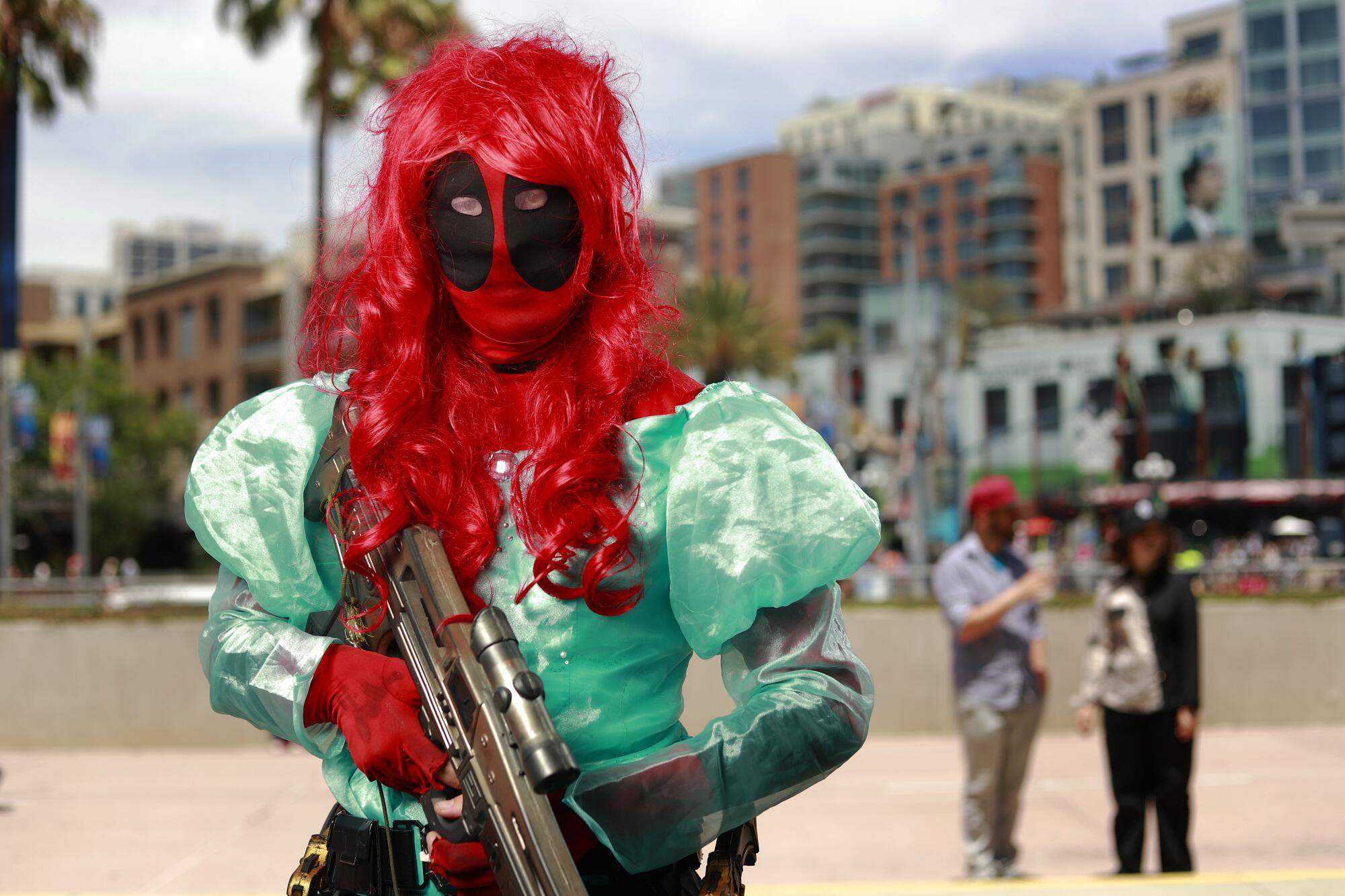 Braden Coss of San Diego dressed as Ariel Deadpool at Comic-Con.