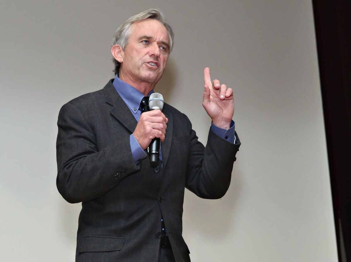 Activist/ author Robert F. Kennedy Jr. speaks on stage during the New York City screening of 'Trace Amounts' at New York University School of Law last month.