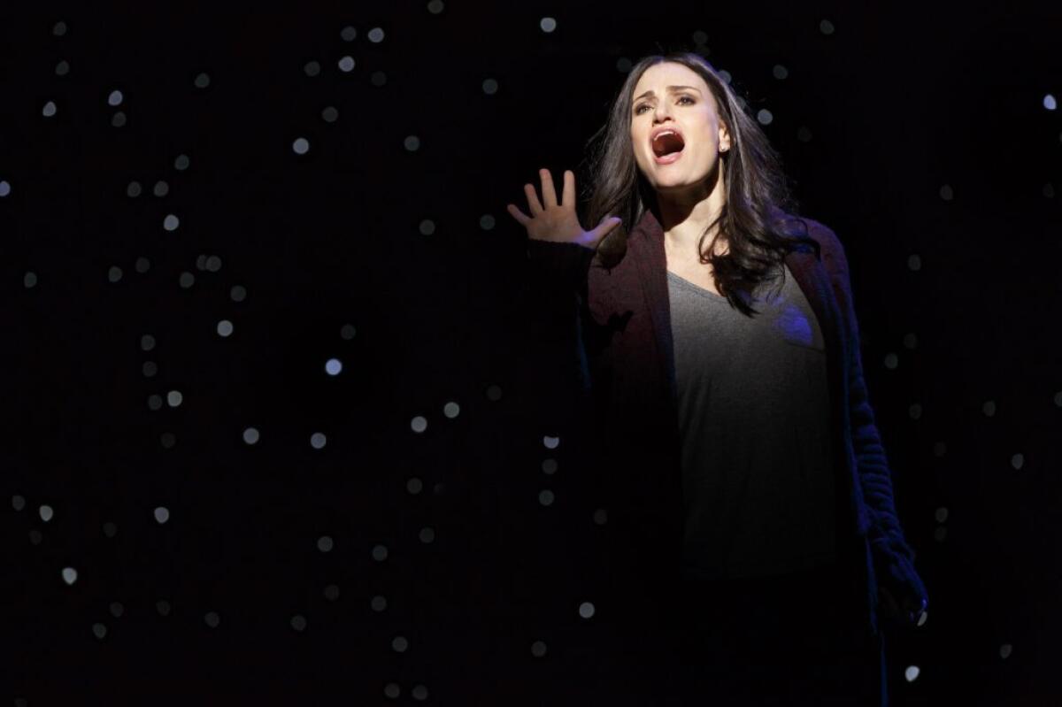 Idina Menzel sings during a performance of "If/Then" at the Richard Rodgers Theatre in New York.