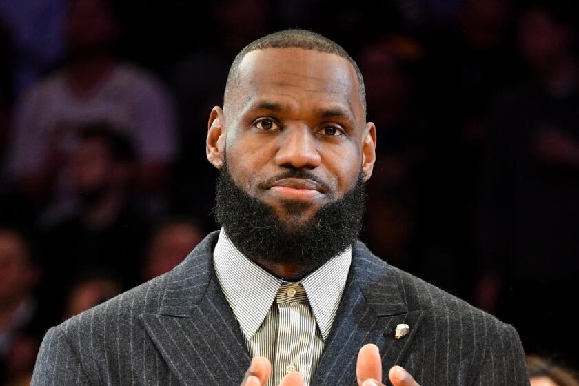 LeBron James attends a ceremony honoring his historic achievement of becoming NBA's all-time leading scorer