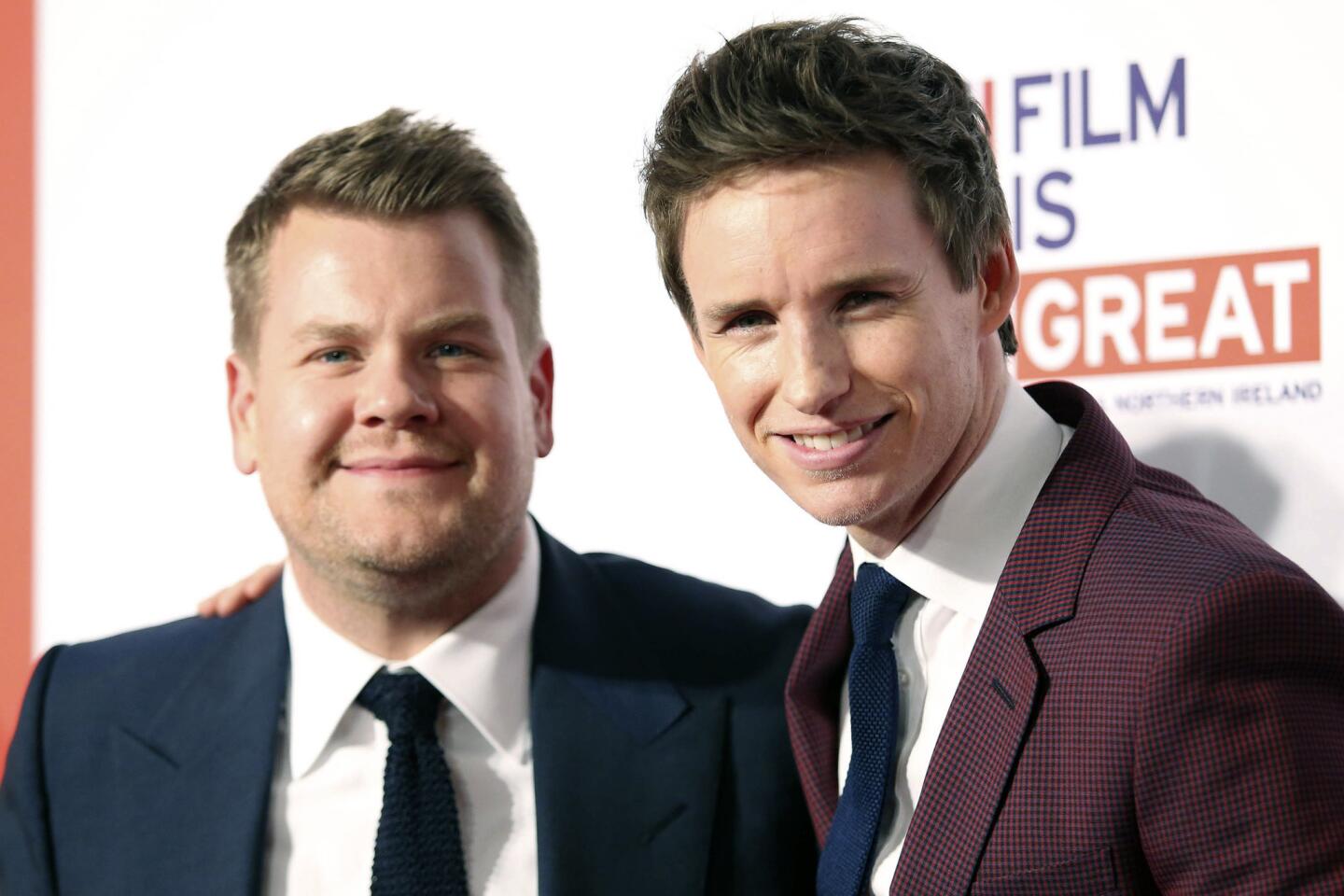 James Corden and Eddie Redmayne attend the Film Is Great reception at Fig & Olive on Feb. 26 in West Hollywood.