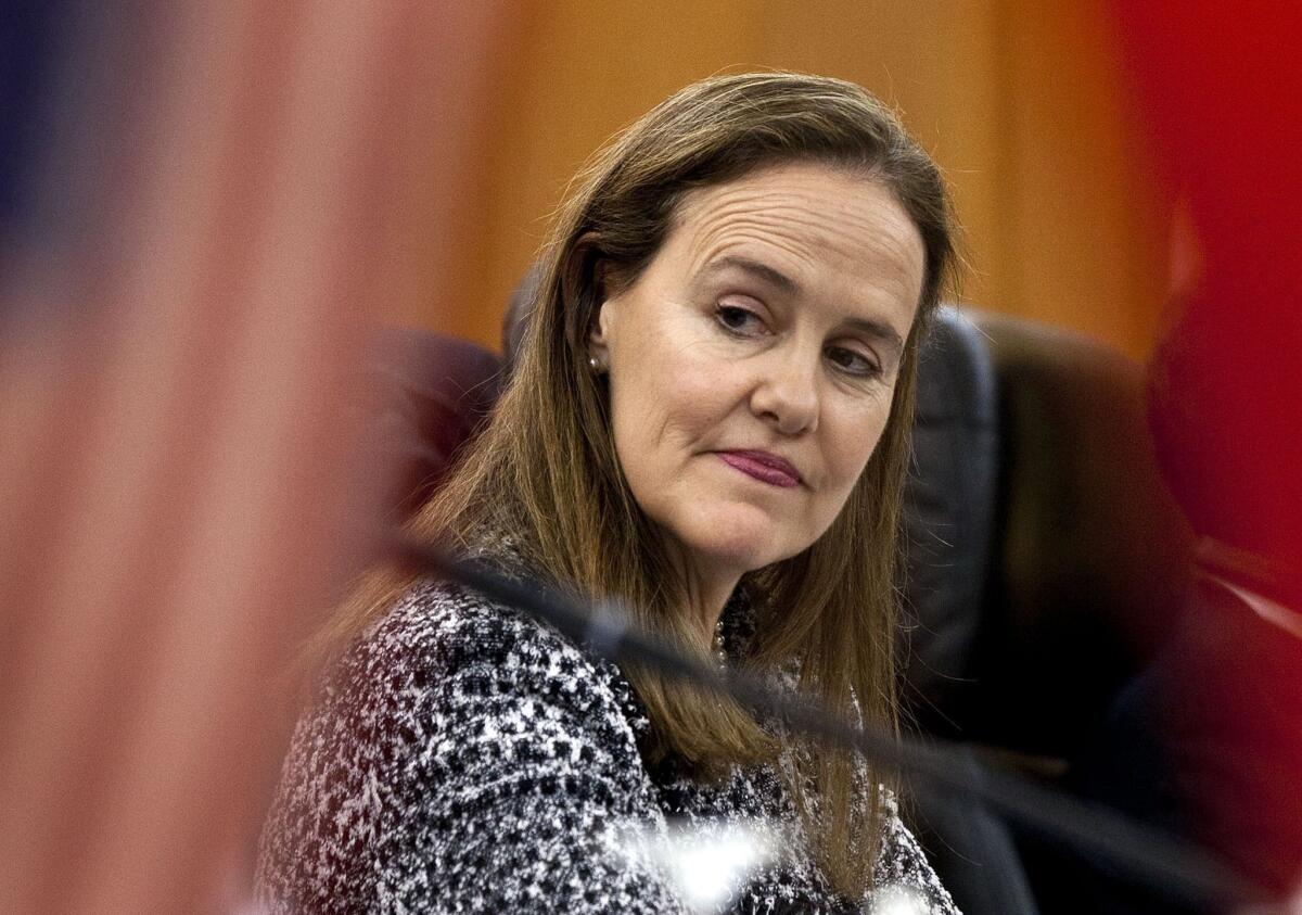 Former U.S. Defense Undersecretary Michele Flournoy, shown in 2011, reportedly has taken herself out of consideration for the Pentagon's top job.