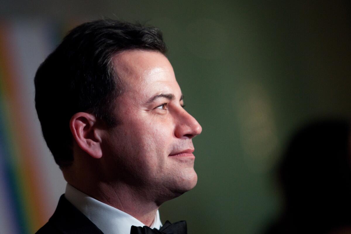 Talk show host Jimmy Kimmel arrives at the 35th Kennedy Center Honors, at the Kennedy Center in Washington, DC.