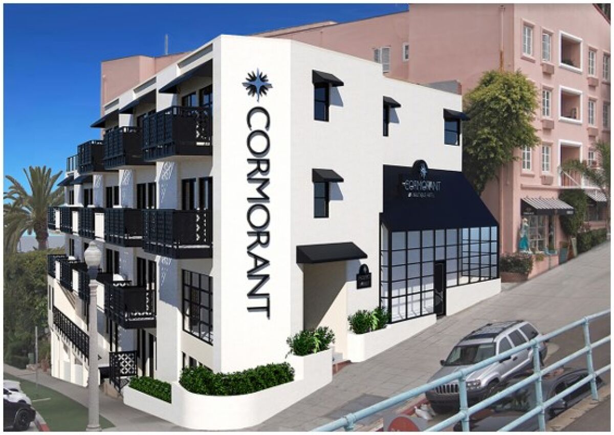 A rendering depicts the Cormorant Hotel, which has been under construction for almost three years at 1110 Prospect St.