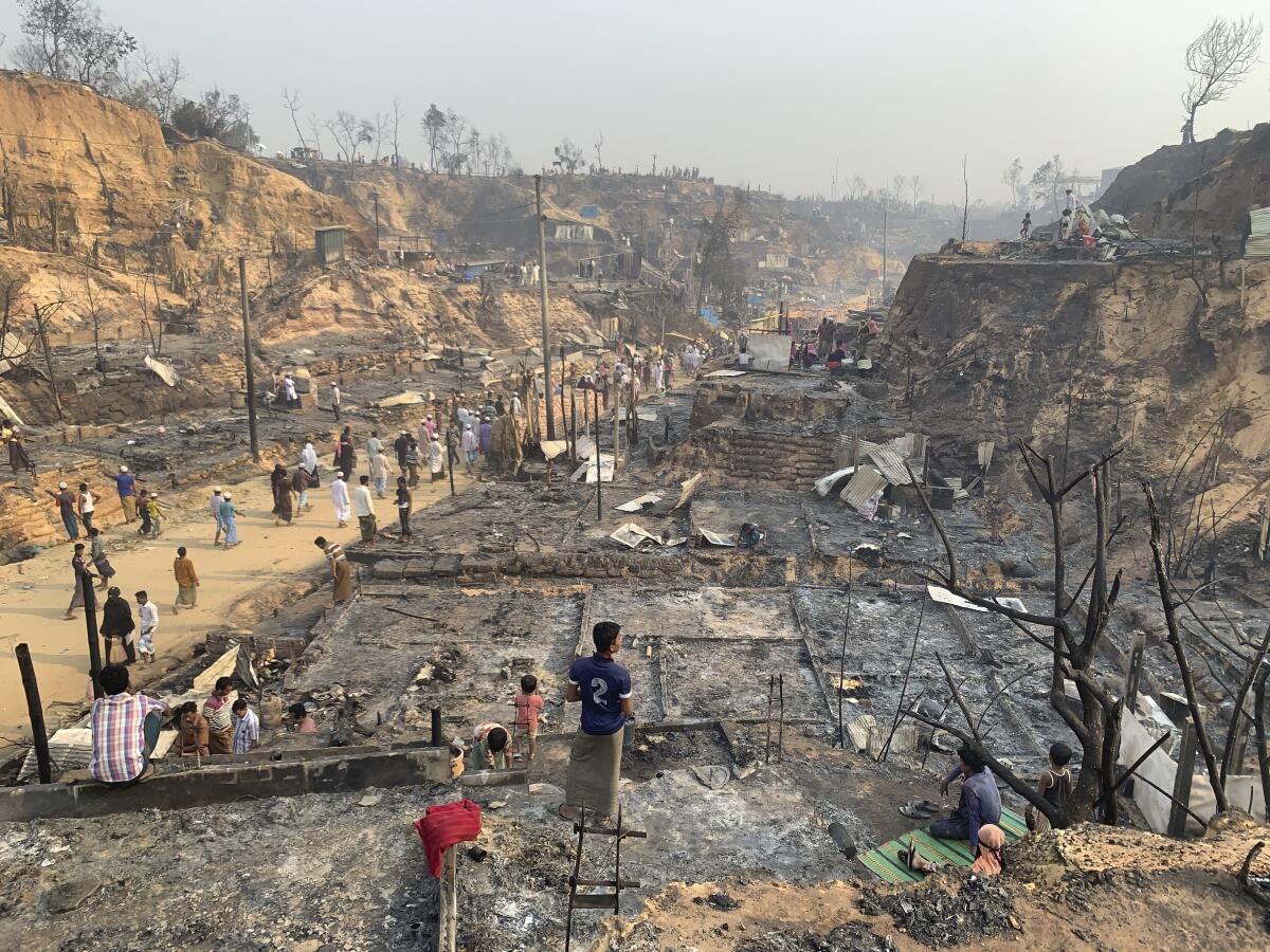 Part of Rohingya refugee camp burned to ground